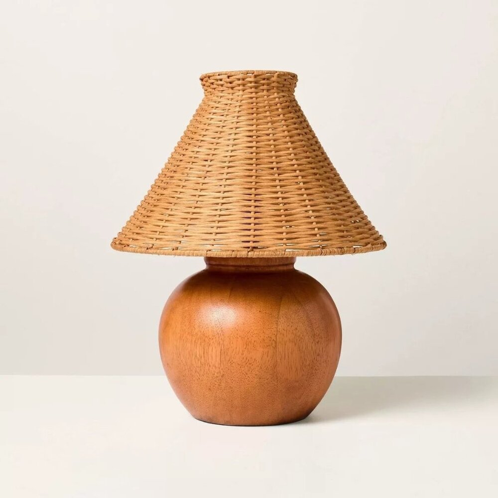 Wood Base‎ Rattan Shade Accent Table Lamp - Hearth & Hand Magnolia - Target NIB